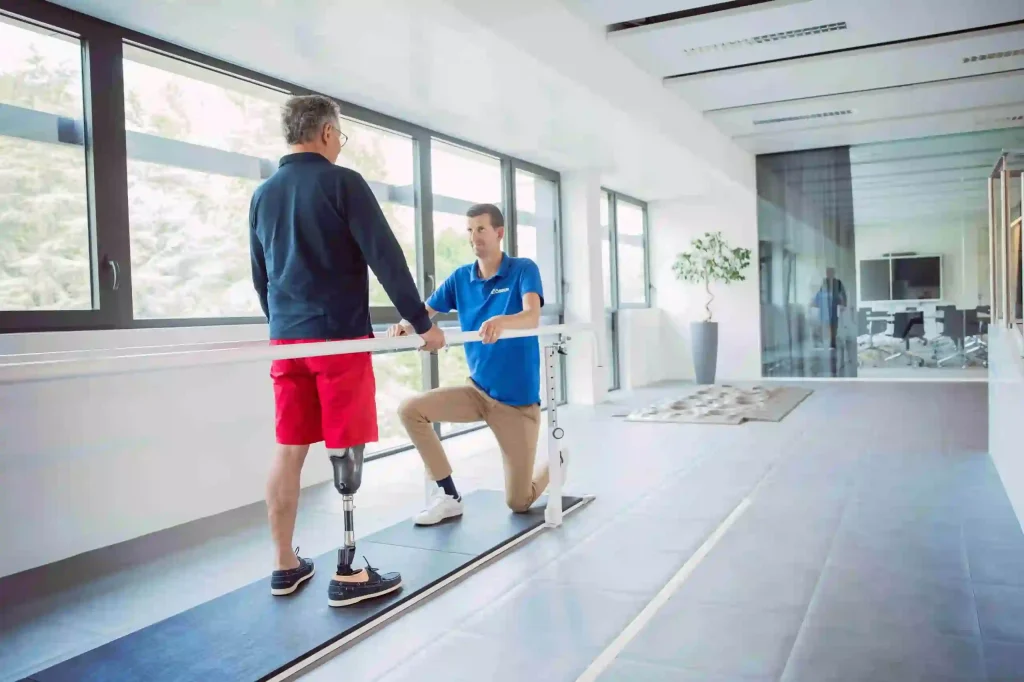 clinical expert gait training to a patient with prosthetic foot