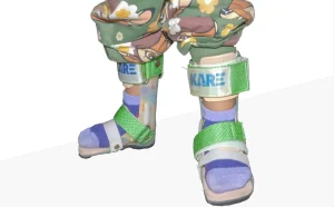 Child using custom Ankle Foot Orthosis for cerebral palsy support