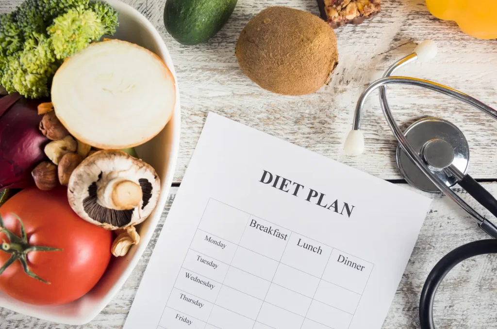 Daily food chart for diabetic patients showing healthy meal options
