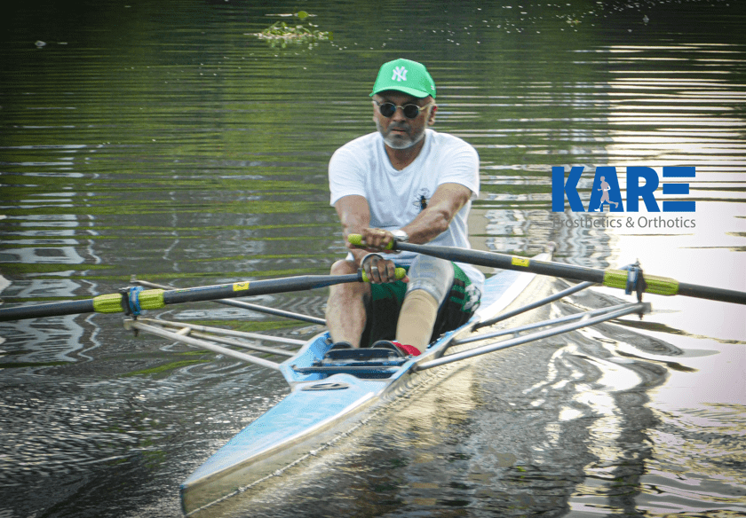 Man doing water sports with below knee prosthetics from KARE Prosthetics and Orthotics