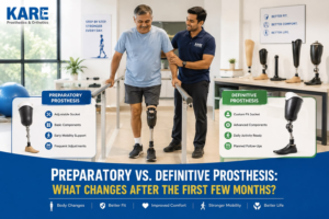 Patient learning to walk with a preparatory prosthesis while comparing preparatory and definitive prosthetic devices