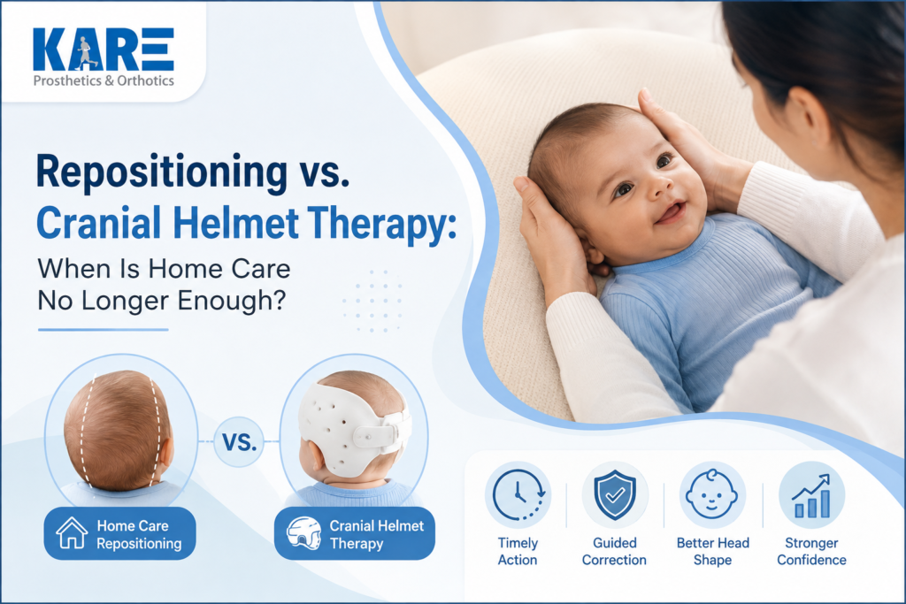 Repositioning vs cranial helmet therapy for baby flat head care