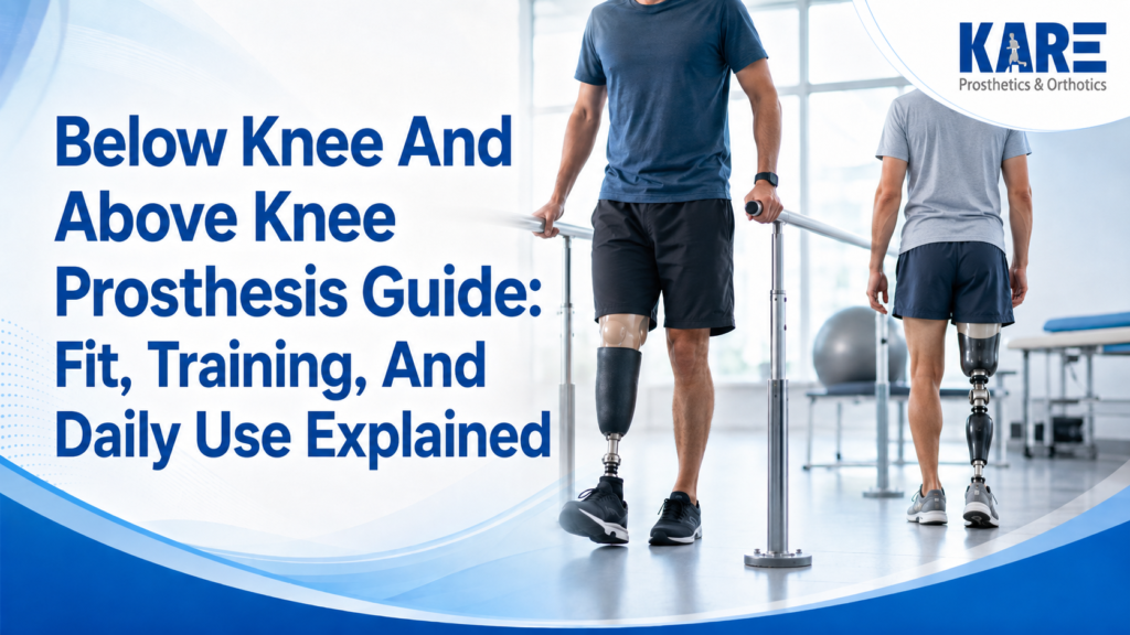 Below knee and above knee prosthesis users during gait training in a rehabilitation clinic