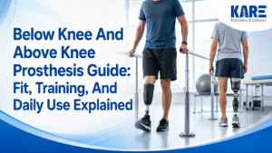 Below knee and above knee prosthesis users during gait training in a rehabilitation clinic